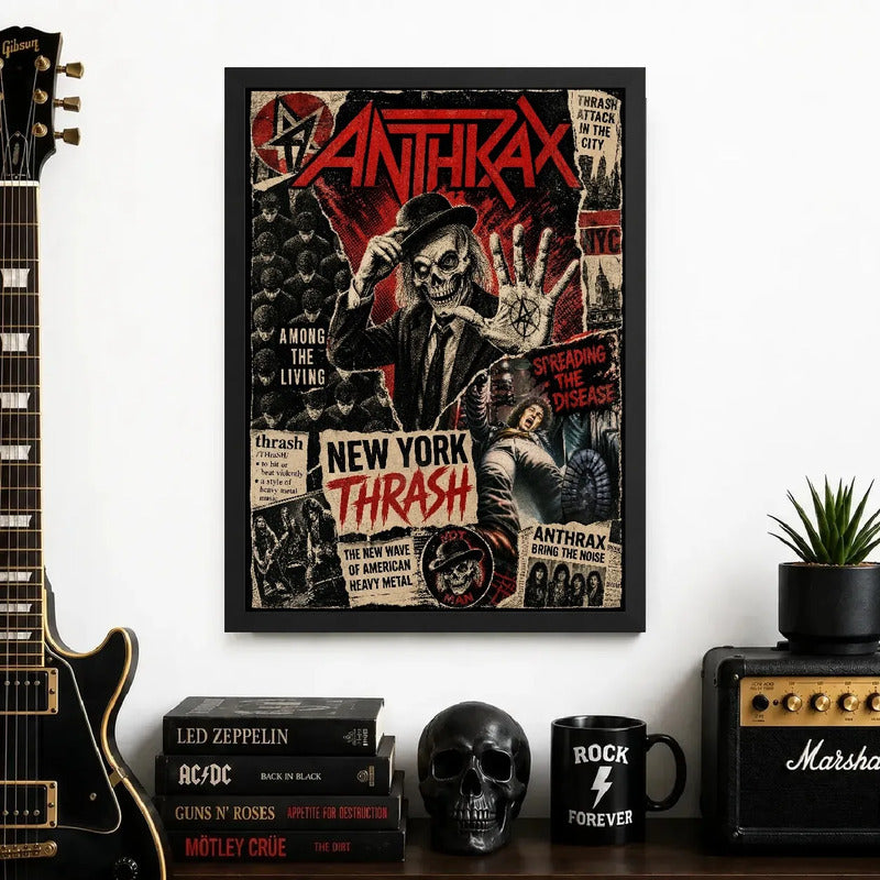 Cuadro Anthrax New York Thrash Heavy Metal Rock Arte Musica Marco Negro