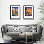 Set 2 Cuadros Montevideo Uruguay Paisajes Arte Con Paspartu 53x33cm Cada Cuadro Negro