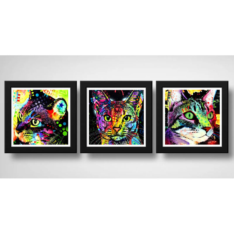 Set 3 Cuadros Gato Pop Art Colors Mascota Pet Decoracion