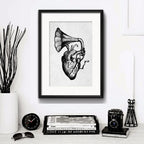 Cuadro Corazon Gramófono Musica Arte Decoracion Con Paspartú