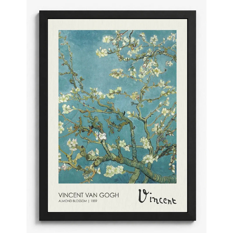 Cuadro Living Dormitorio Van Gogh Signature Almendro En Flor Marco Negro