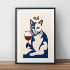 Cuadro Gato Blanco Tomando Vino Bar Decoracion Con Paspartú