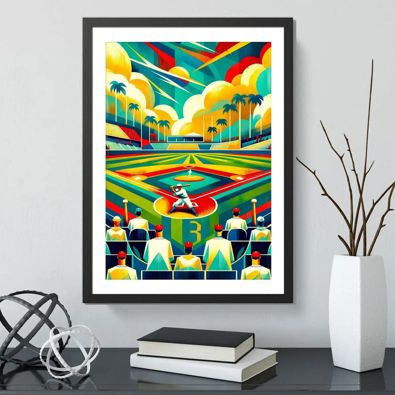 Cuadro Béisbol Baseball Jugador Equipo Club Gym Decoracion Pop Art 1 Con Marco Negro