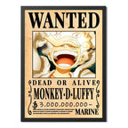 Cuadro Luffy One Piece Wanted Monkey Anime Mangá Decoracion Marco Negro