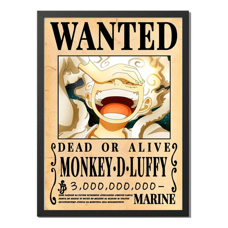 Cuadro Luffy One Piece Wanted Monkey Anime Mangá Decoracion Marco Negro
