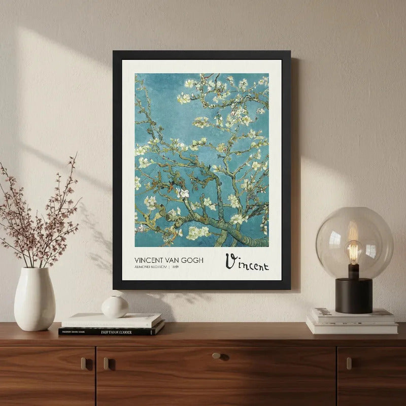 Cuadro Living Dormitorio Van Gogh Signature Almendro En Flor Marco Negro