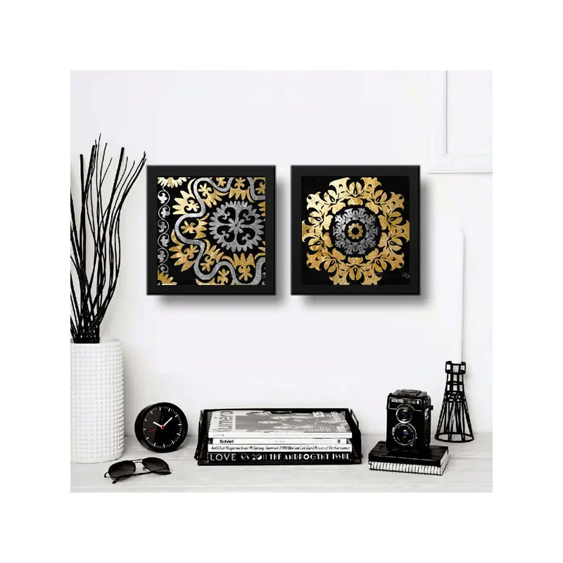 Set 2 Cuadros Mandalas Oro Dorada Decoracion Zen Hogar