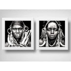 Set 2 Cuadros Africanos Blanco Y Negro Etnico Decoracion Brs