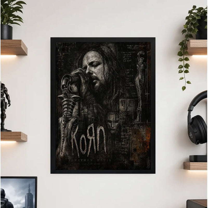 Cuadro Korn Nu Metal Rock Jonathan Davis Musica Arte Marco Negro