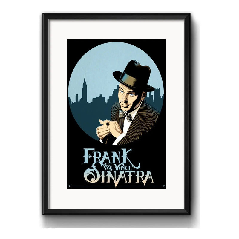Cuadro Frank Sinatra Cantante Jazz Musica Brs1 Con Paspartú Marco Negro