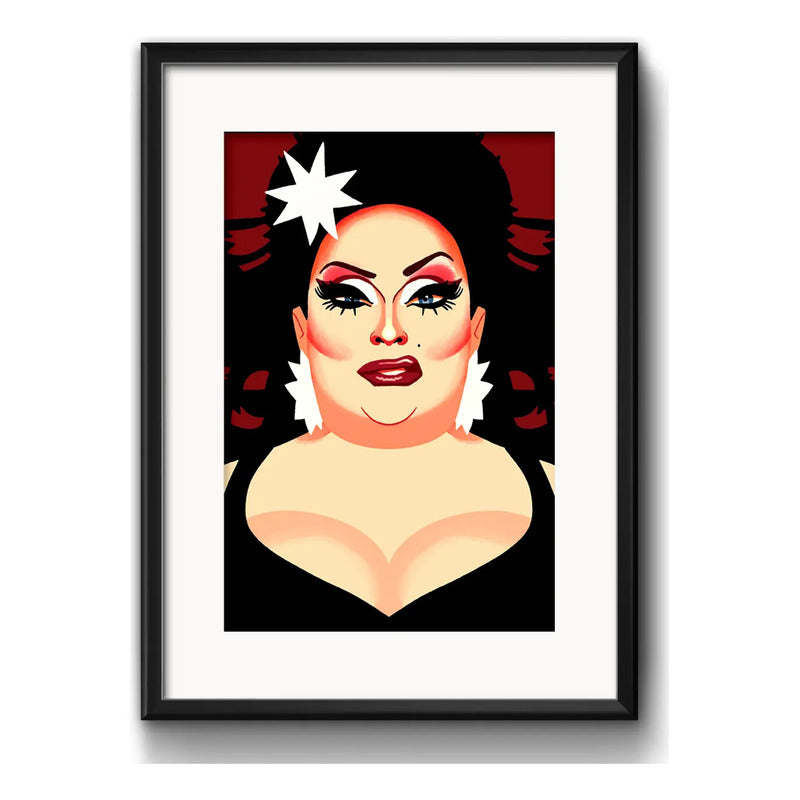 Cuadro Drag Queen Pop Art Decoracion Con Paspartú Marco Negro