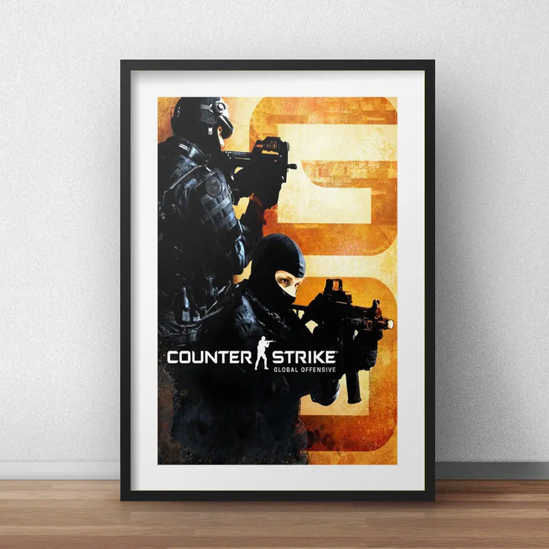 Cuadro Counter Strike Game Decoracion Brs1 Con Paspartú Marco Negro