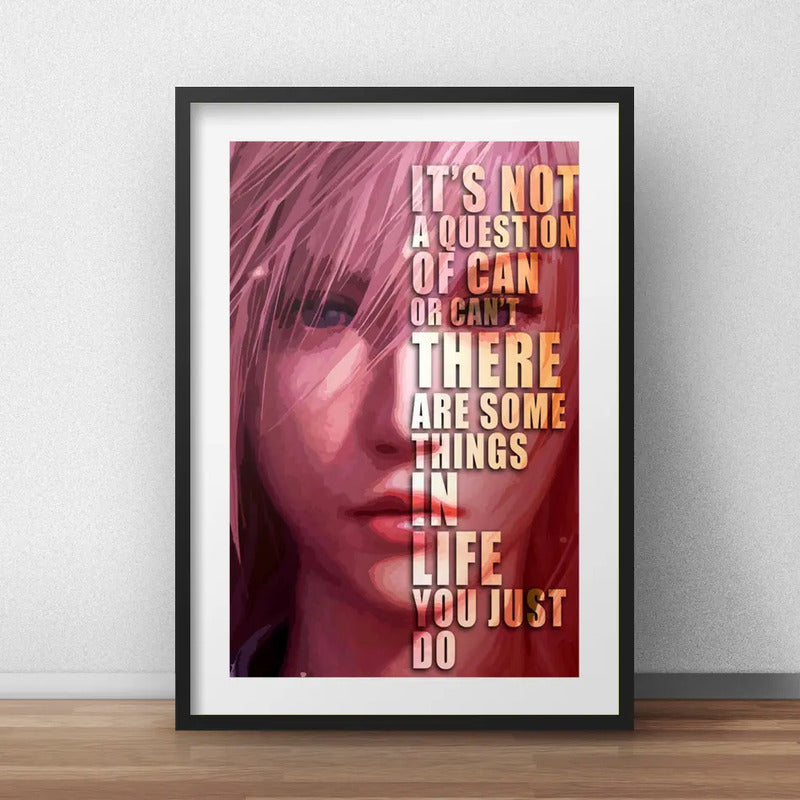 Cuadro Final Fantasy Frase Game Decoracion Con Paspartú Marco Negro