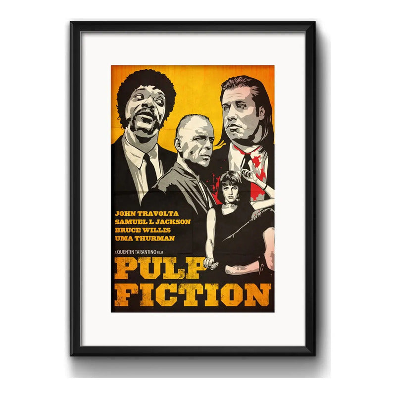 Cuadro Pulp Fiction Pop Art Pelicula Tarantino Con Paspartú Marco Negro