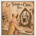 Cuadro Para Decoracion Bano Bulldog Frances Espejo 33x33cm Marco Blanco