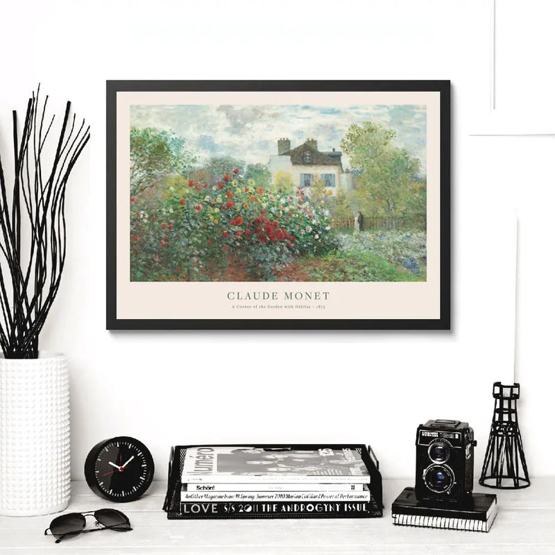 Cuadro Dormitorio Living Monet El Jardin Del Artista Flores Marco Negro