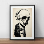 Cuadro Calavera Arte Urbano Musica Decoracion Con Paspartú Marco Negro