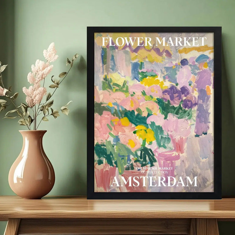 Cuadro Dormitorio Flower Market Flores Ciudades Matisse Arte Flower Market Amsterdam Marco Negro