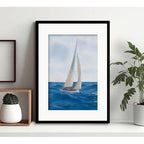 Cuadro Vela Velero Mar Pescador Brs2 Decoracion Con Paspartú Marco Negro