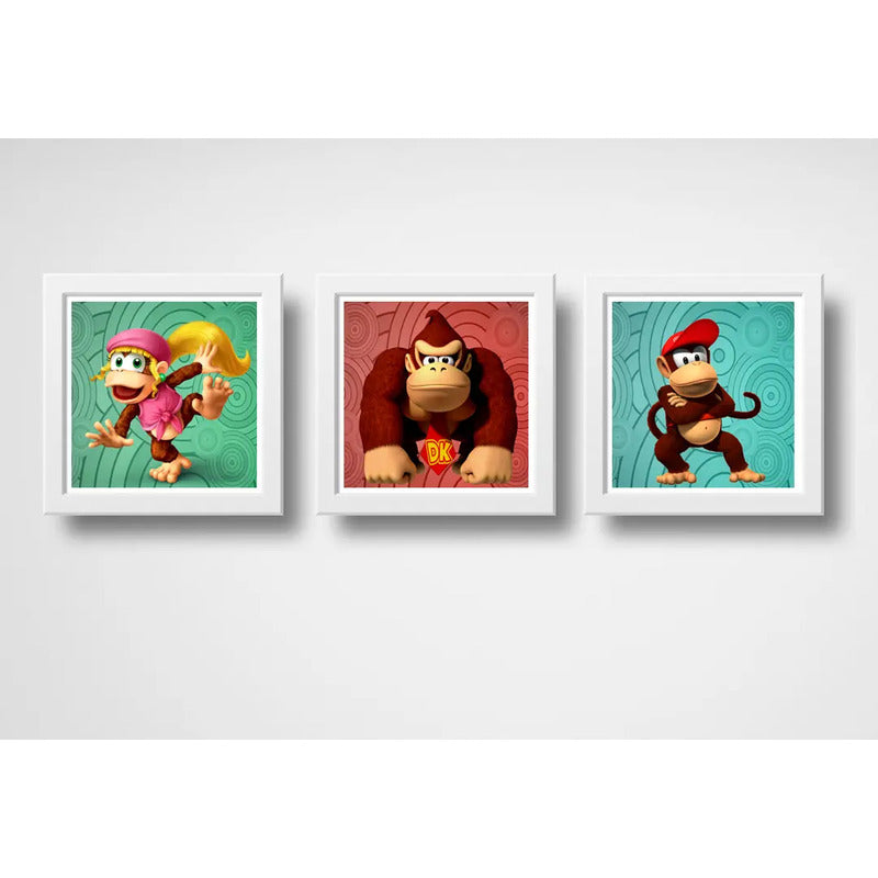Set 3 Cuadros Donkey Kong Game Videojuego Geek Decoracion