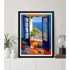 Cuadro Living Cocina Gato Ventana Amalfi Italia Matisse Arte Marco Negro