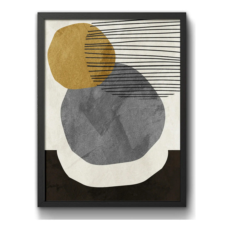 Cuadro Dormitorio Living Boho Abstract Tonos Terrosos Brs1 Marco Negro