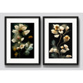 Set 2 Cuadros Flores Sagittaria Dry Flor Seca Con Paspartú Marco Negro