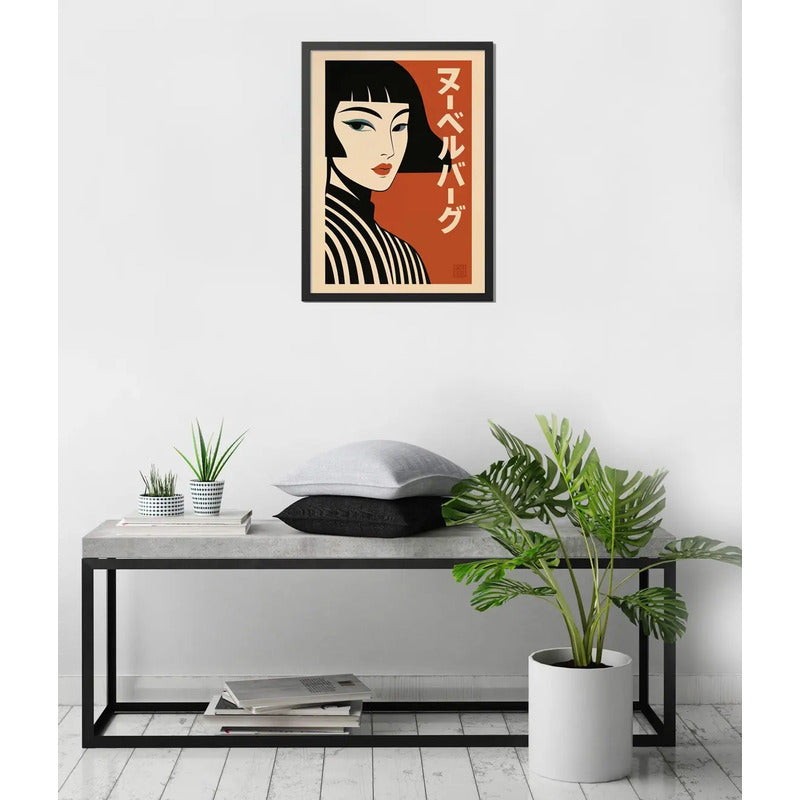 Cuadro Chica Japonesa Nouvelle Vague Arte Japonés Decoracion Marco Negro