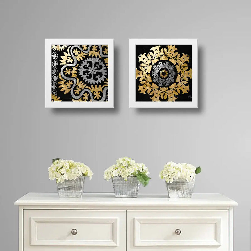 Set 2 Cuadros Mandalas Oro Dorada Decoracion Zen Hogar