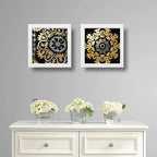 Set 2 Cuadros Mandalas Oro Dorada Decoracion Zen Hogar