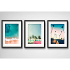 Set 3 Cuadros California Sun Surf Playa Paisajes Paspartú