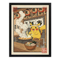 Cuadro Pikachu Cocina Sushi Ramen Comida Japón Pokemon Anime Marco Negro