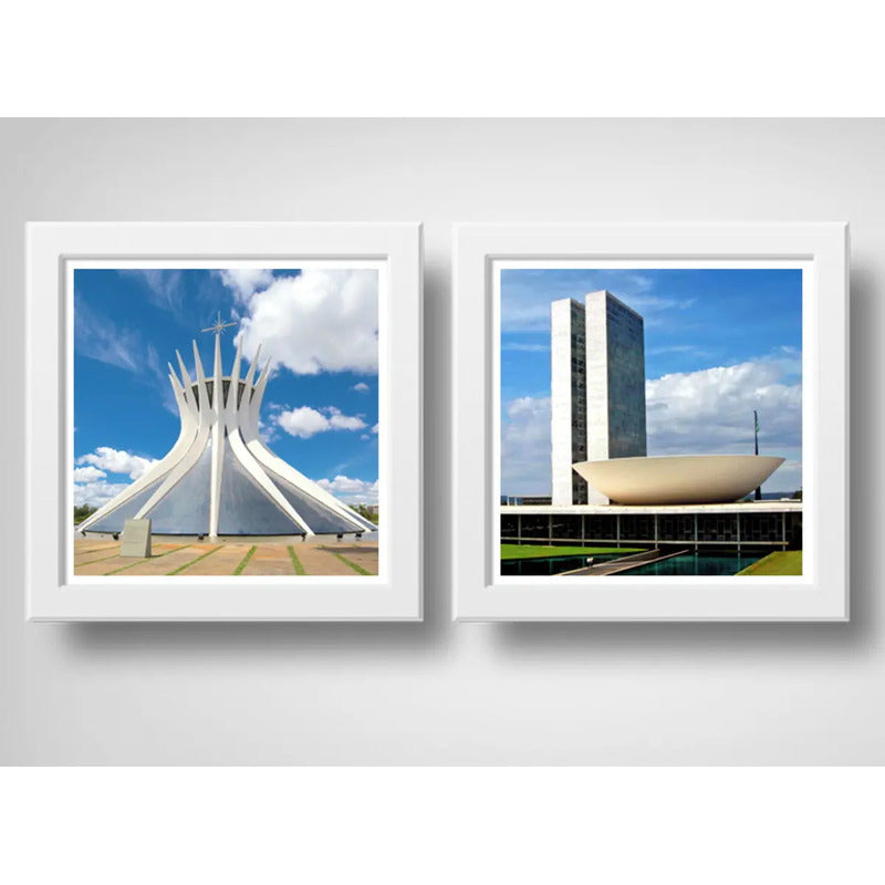 Set 2 Cuadros Brasilia Capital Brasil Parlamento Catedral