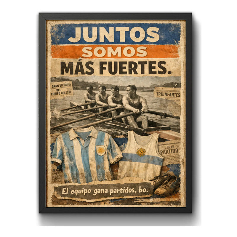 Cuadro Frase Motivacional Juntos Somos Más Fuertes Uruguay Marco Negro