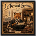 Cuadro Zorro Frances Paris Máquina De Escribir Retro Vintage Marco Negro