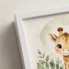 Cuadro Jirafa Decoracion Dormitorio Infantil Tonos Suaves Marco Blanco
