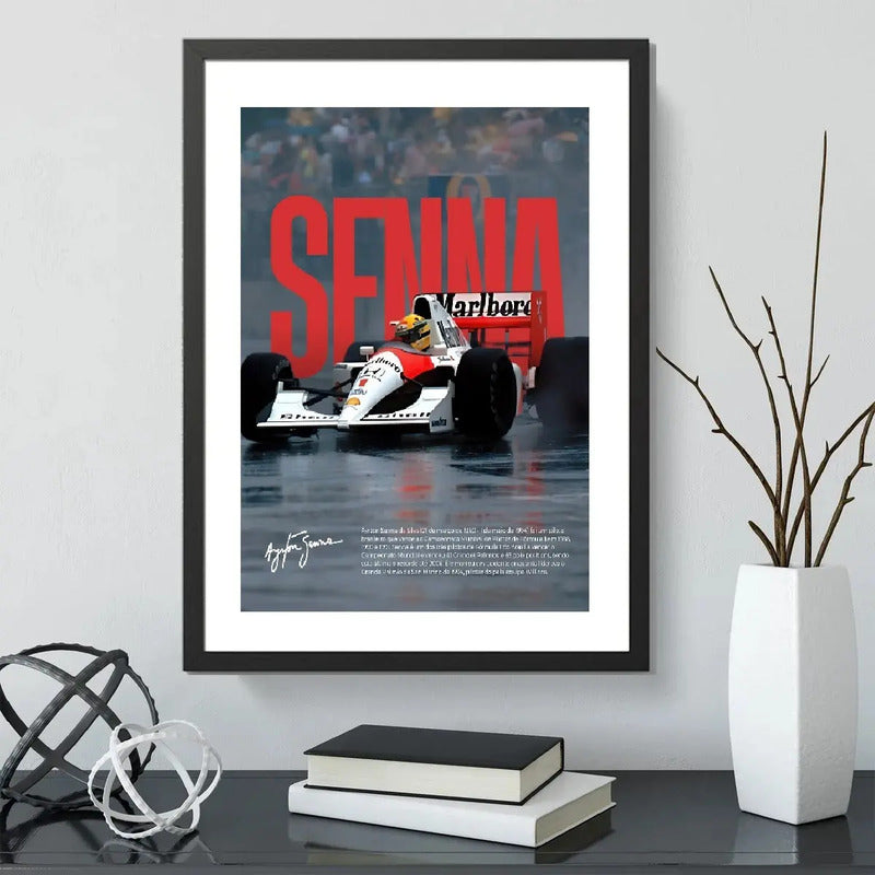 Cuadro Ayrton Senna Formula 1 Signature Auto Carrera Arte Marco Negro