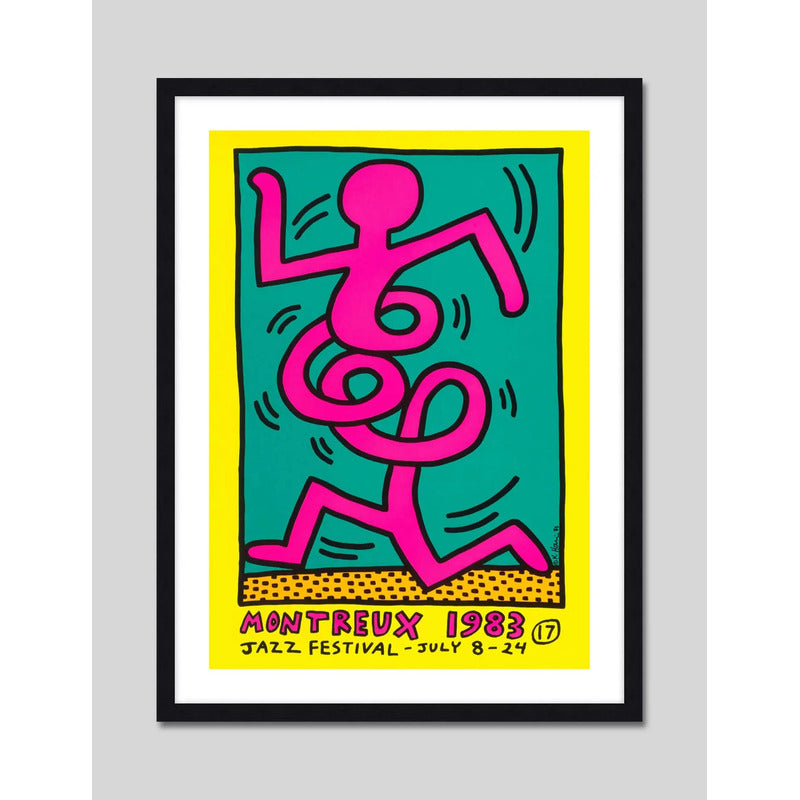 Cuadro Keith Haring Montreux Jazz Festival 1983 Arte Decor Pink Man Con Marco Negro