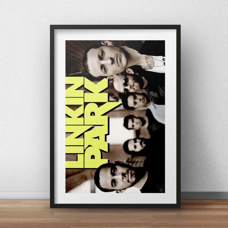 Cuadro Linkin Park Metal Rock Banda Decoracion Con Paspartú Marco Negro