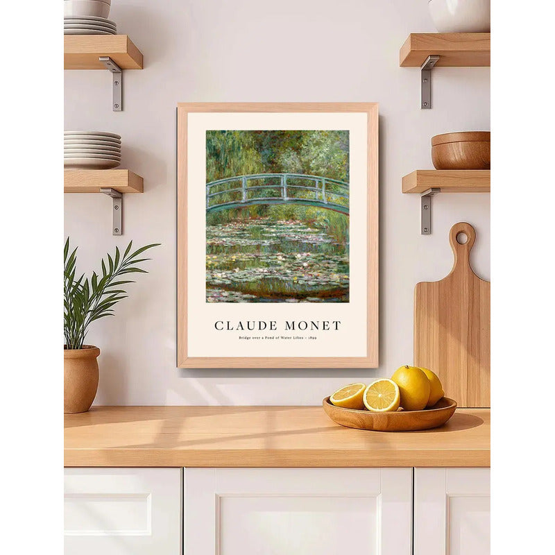 Cuadro Dormitorio Living Monet Los Nenúfares Marco Oak Marco Marrón Claro