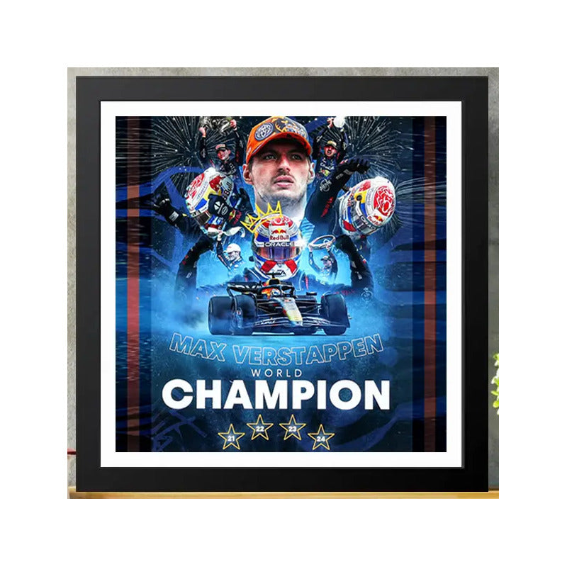 Cuadro Max Verstappen Piloto Formula 1 Champion Decoracion Marco Negro