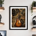 Cuadro Guitarra Jimmy Page Led Zeppelin Rock Musica Arte Marco Negro