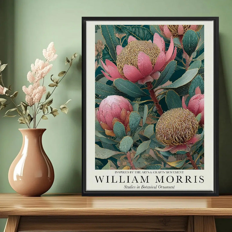 Cuadro William Morris Flores Botanico Art & Craft Decoracion Marco Negro