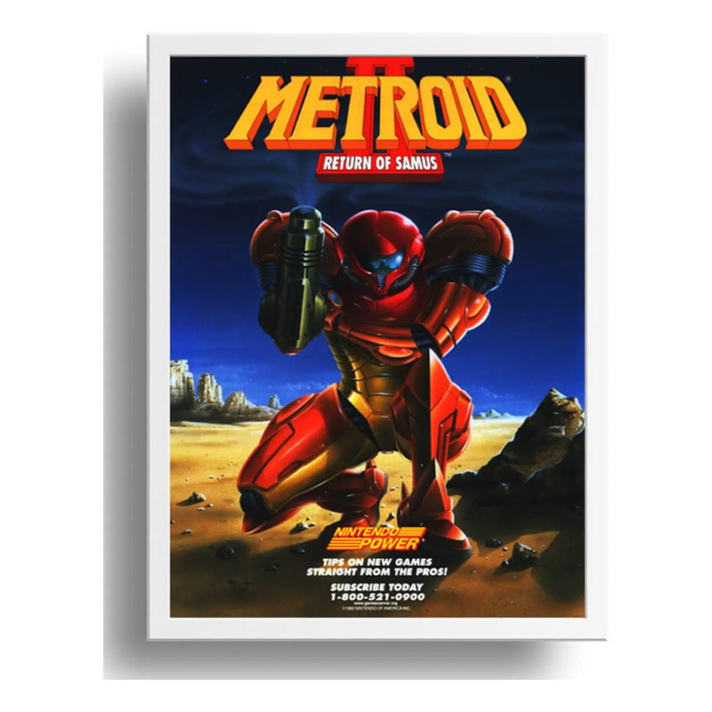 Cuadro Metroid Return Of Samus Game Videojuego Decoracion Marco Blanco
