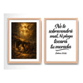 Set 2 Cuadros Jesús Cristo Nacimiento Y Salmo 91:10 Biblia Marco Madera Natural Oak