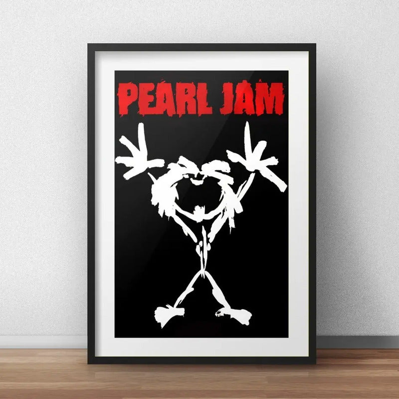 Cuadro Pearl Jam Banda Grunge Rock Eddie Vedder Con Paspartú Marco Negro