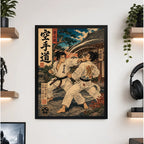 Cuadro Karate Arte Marcial Japones Samurai Deporte Vintage Marco Negro