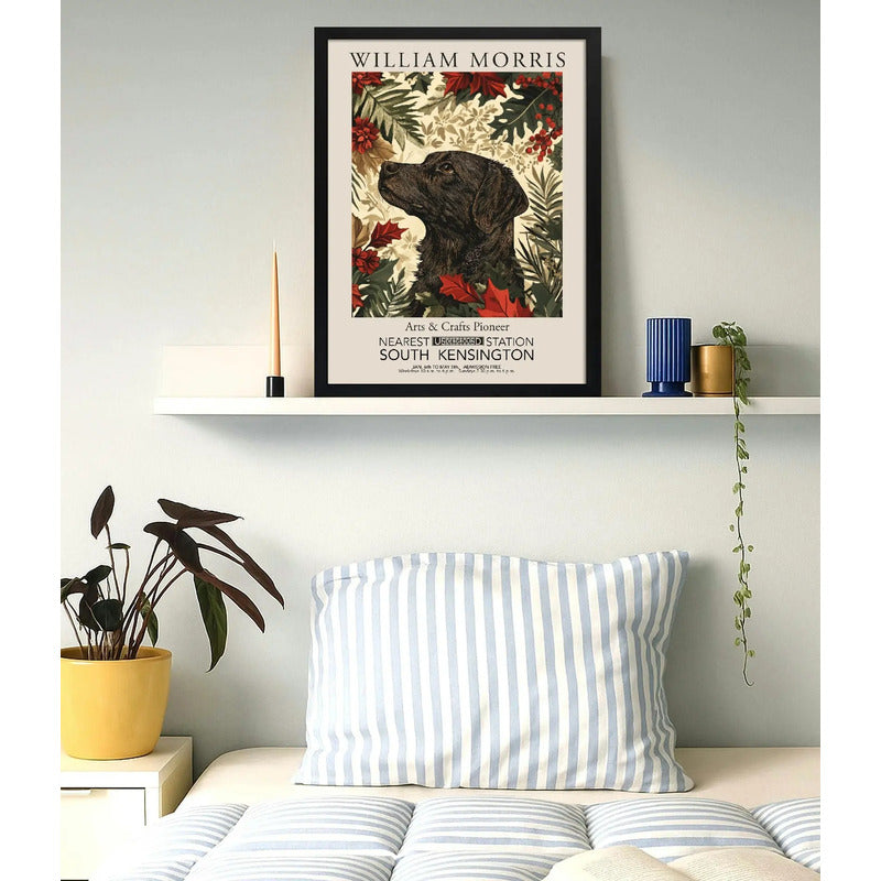 Cuadro Perro Botanico Invierno William Morris Art & Craft 7 Marco Negro