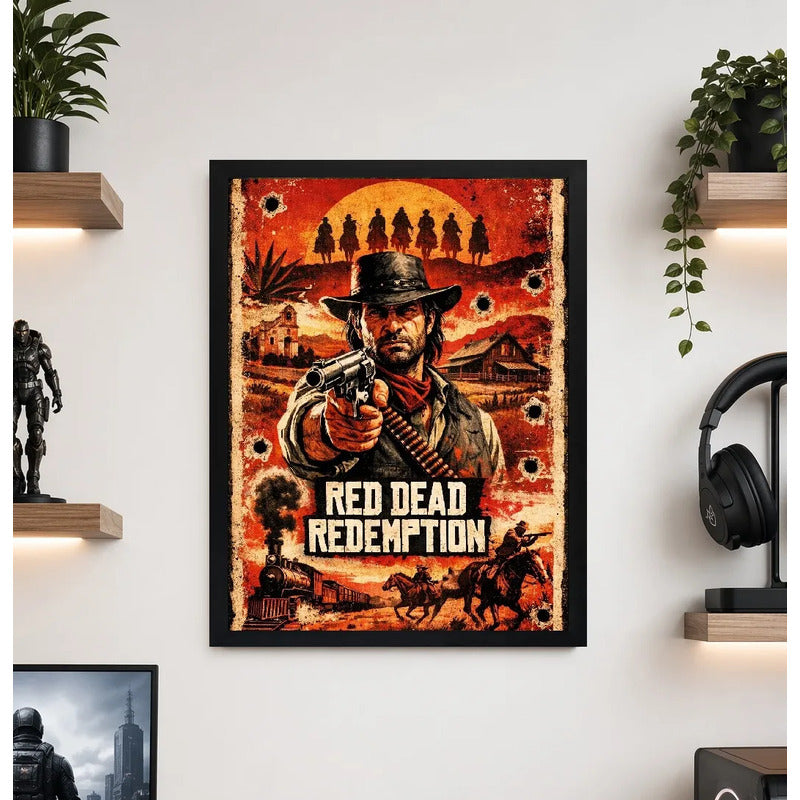 Cuadro Red Dead Redemption Videojuego Ps Art Game Decoracion Marco Negro