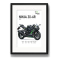 Cuadro Moto Motocicleta Modelos Marcas Con Paspartu Kawasaki Zx-6r Supersport Negro